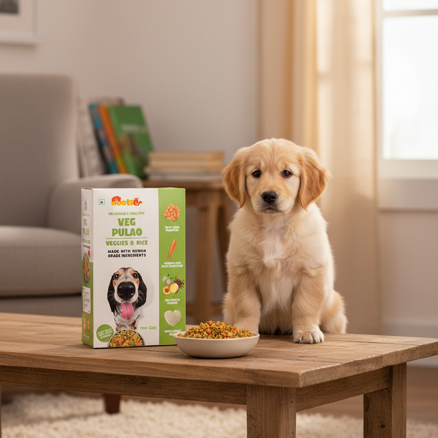 Nootie Veg Pulao Dog Food - 100g - 100% Veg, Human-Grade & Gluten-Free (Pack of 3)