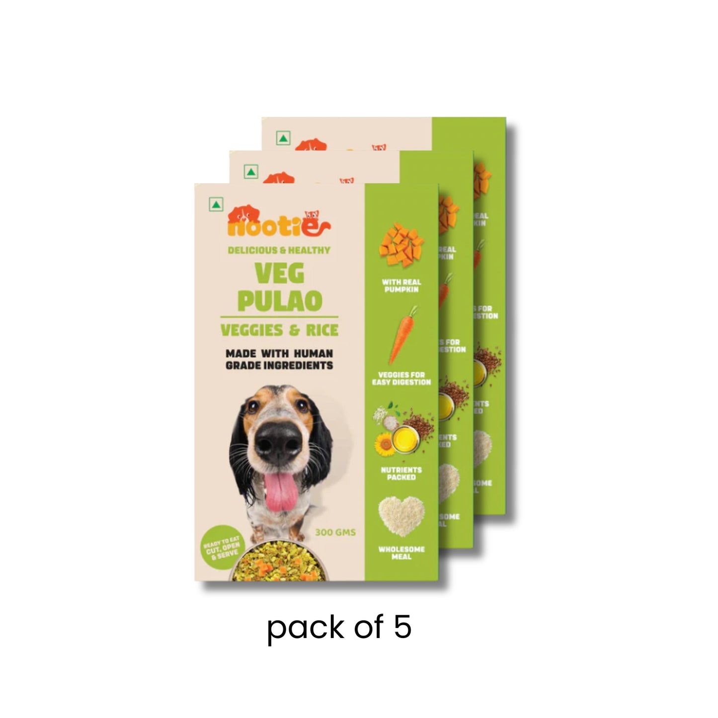 Nootie Veg Pulao Dog Food | 100% Veg, Human-Grade & Gluten-Free (300g)