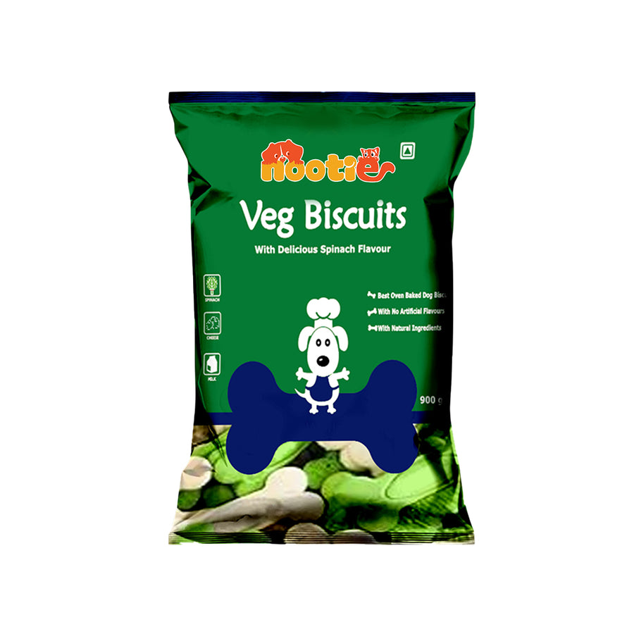 Nootie Veg Biscuits with Spinach Flavour for Adult Dogs (900g) | 100% Vegetarian, High-Fibre, Nutrient-Rich Treats