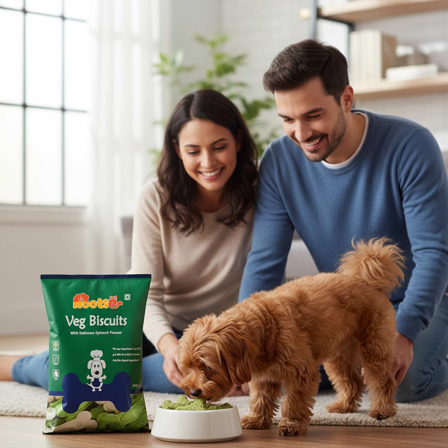Nootie Veg Biscuits with Spinach Flavour for Adult Dogs (900g) | 100% Vegetarian, High-Fibre, Nutrient-Rich Treats