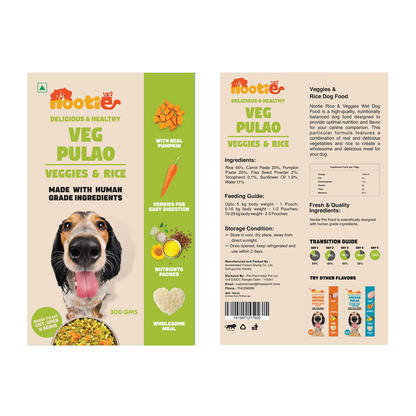 Nootie Veg Pulao Dog Food | 100% Veg, Human-Grade & Gluten-Free (300g)