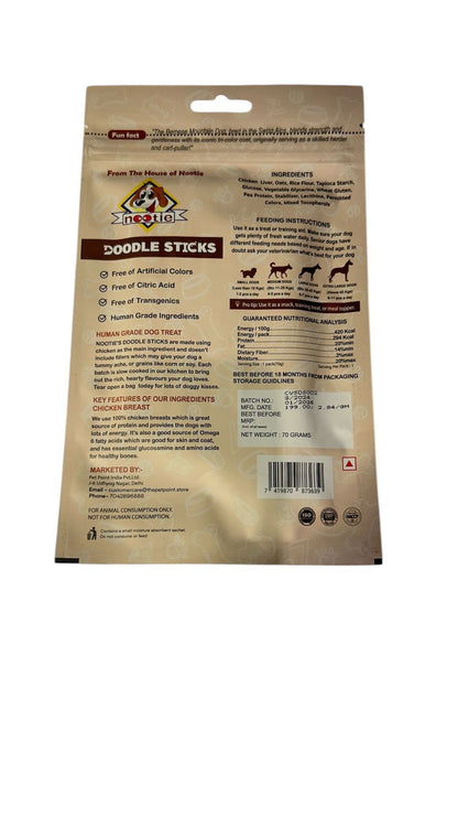 Nootie Doodle Sticks – Real Chicken & Liver Dog Treats (70g) | Healthy, Collagen-Rich, Gluten-Free Snack for All Breeds
