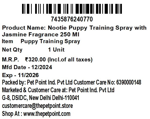 Nootie Puppy Training Spray – Jasmine Fragrance (250 ml) | Potty Area Attractor & Odour Control