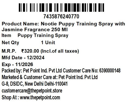 Nootie Puppy Training Spray – Jasmine Fragrance (250 ml) | Potty Area Attractor & Odour Control