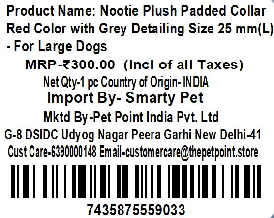 Nootie Plush Padded Collar – Grey with Blue Detailing | Adjustable, Durable & Comfortable for All Breeds (Copy)