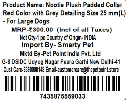 Nootie Plush Padded Collar – Grey with Blue Detailing | Adjustable, Durable & Comfortable for All Breeds (Copy)