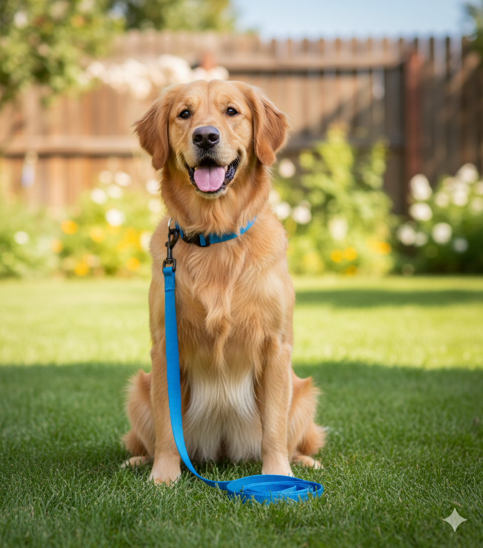 Nootie Plush Padded Leash Blue Color with Yellow Detailing