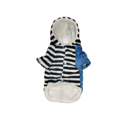 Nootie Winter Double Layer Jumpsuit with Hoodie for Dogs | Blue-White | Warm, Soft & Lightweight