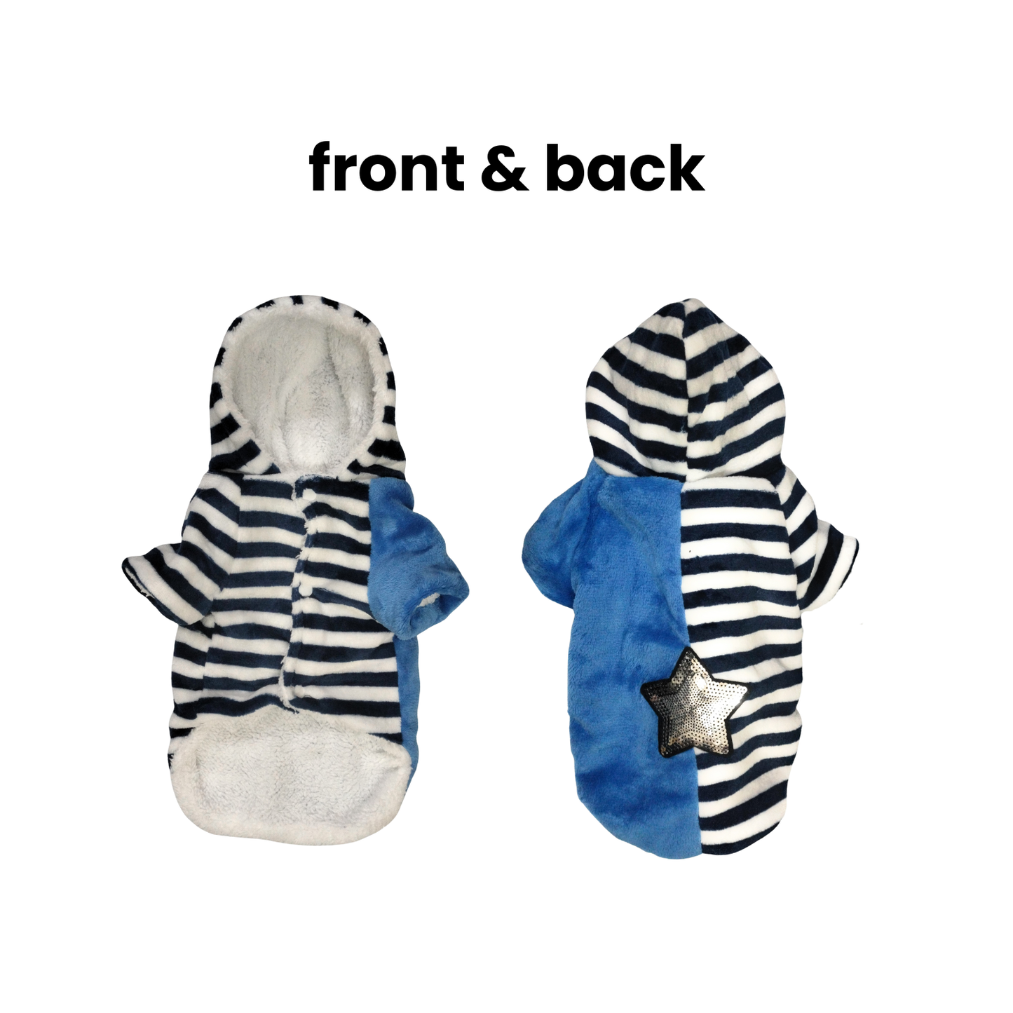 Nootie Winter Double Layer Jumpsuit with Hoodie for Dogs | Blue-White | Warm, Soft & Lightweight