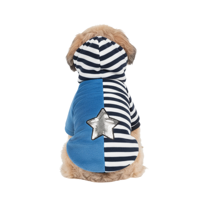 Nootie Winter Double Layer Jumpsuit with Hoodie for Dogs | Blue-White | Warm, Soft & Lightweight