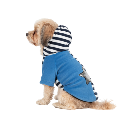 Nootie Winter Double Layer Jumpsuit with Hoodie for Dogs | Blue-White | Warm, Soft & Lightweight