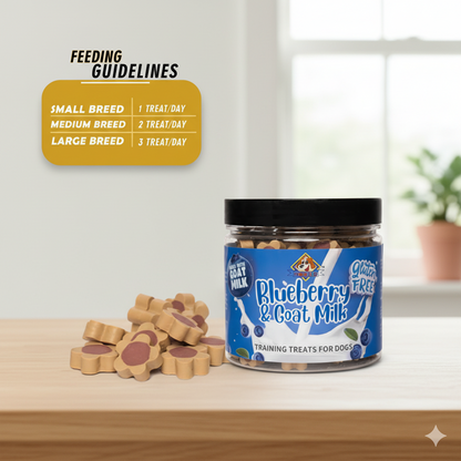 Nootie Gluten-Free Training Treats for Dogs – Blueberry & Goat Milk Flavour (220g) | Healthy Reward for Oral, Gut & Immune Health