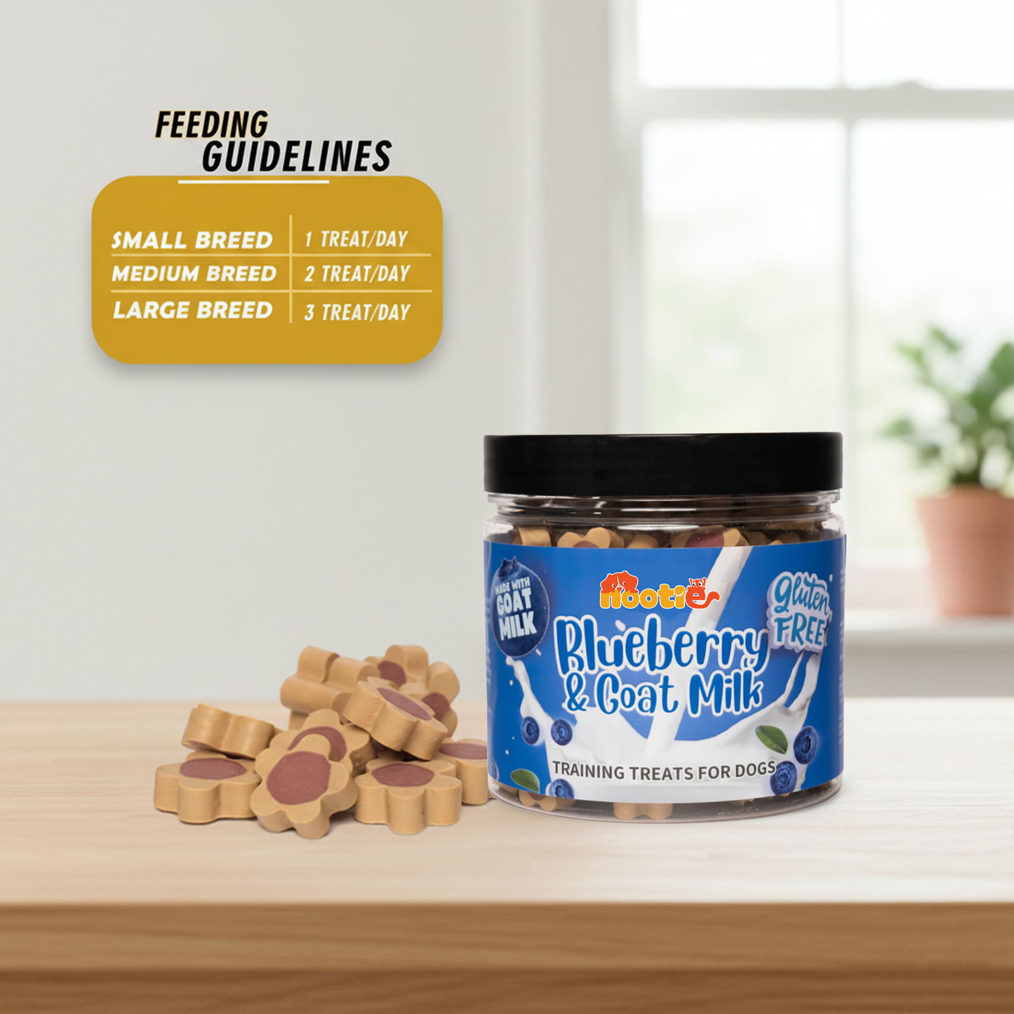 Nootie Gluten-Free Training Treats for Dogs – Blueberry & Goat Milk Flavour (220g) | Healthy Reward for Oral, Gut & Immune Health