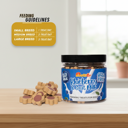Nootie Gluten-Free Training Treats for Dogs – Blueberry & Goat Milk Flavour (220g) | Healthy Reward for Oral, Gut & Immune Health