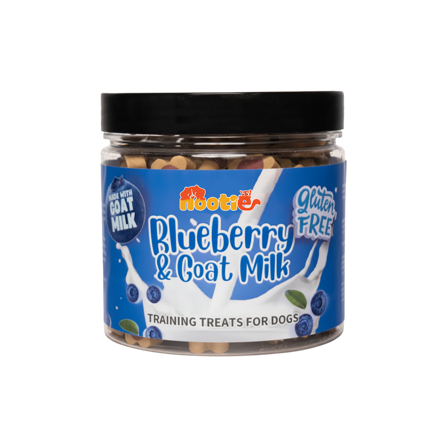 Nootie Gluten-Free Training Treats for Dogs – Blueberry & Goat Milk Flavour (220g) | Healthy Reward for Oral, Gut & Immune Health
