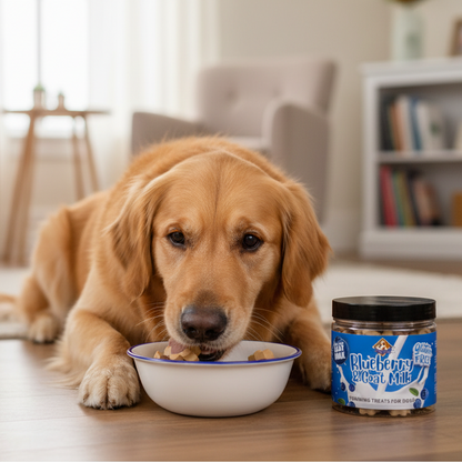 Nootie Gluten-Free Training Treats for Dogs – Blueberry & Goat Milk Flavour (220g) | Healthy Reward for Oral, Gut & Immune Health