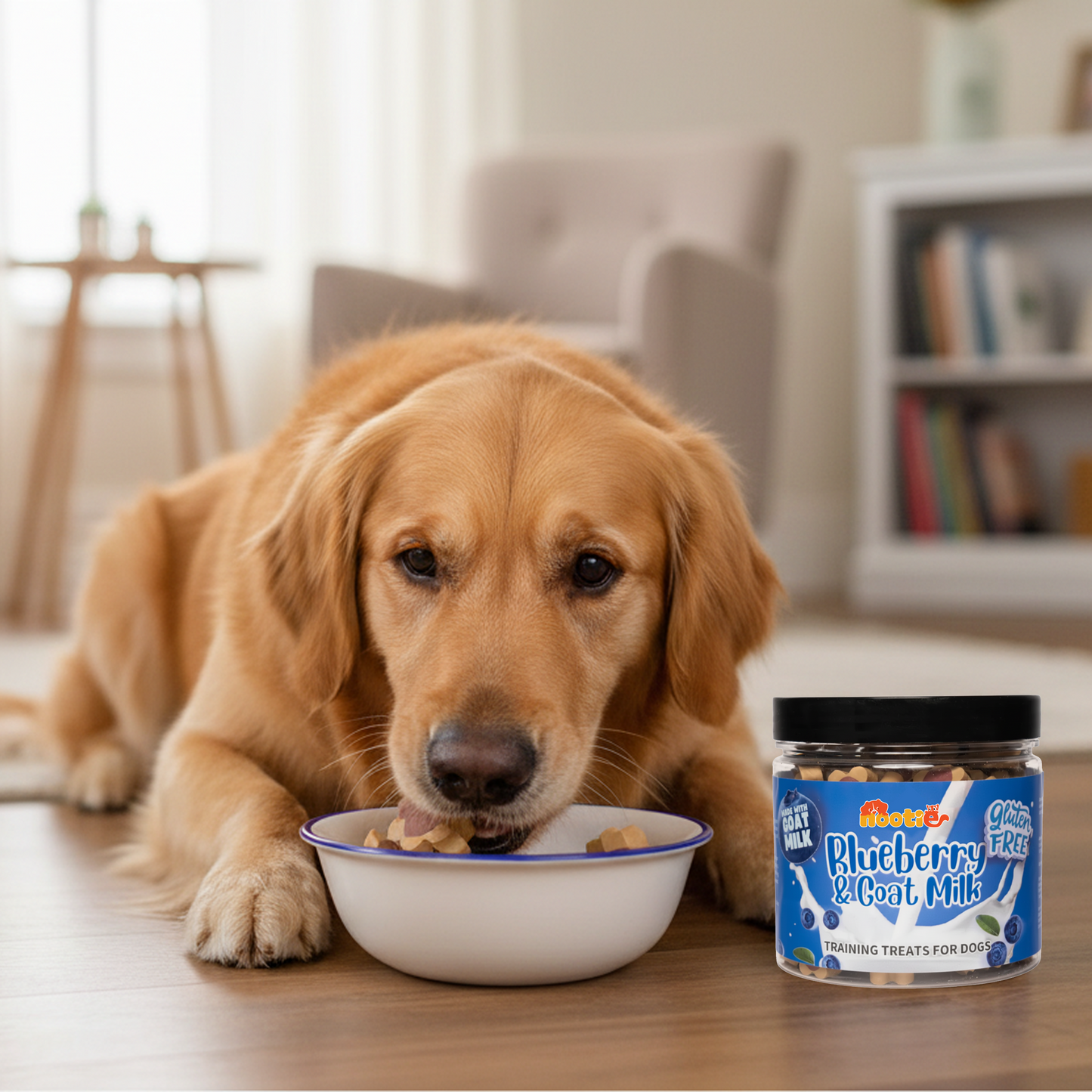 Nootie Gluten-Free Training Treats for Dogs – Blueberry & Goat Milk Flavour (220g) | Healthy Reward for Oral, Gut & Immune Health
