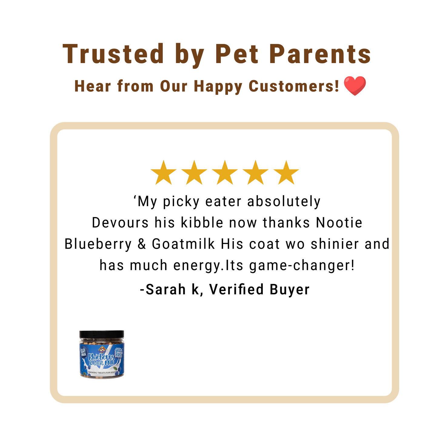 Nootie Gluten-Free Training Treats for Dogs – Blueberry & Goat Milk Flavour (220g) | Healthy Reward for Oral, Gut & Immune Health