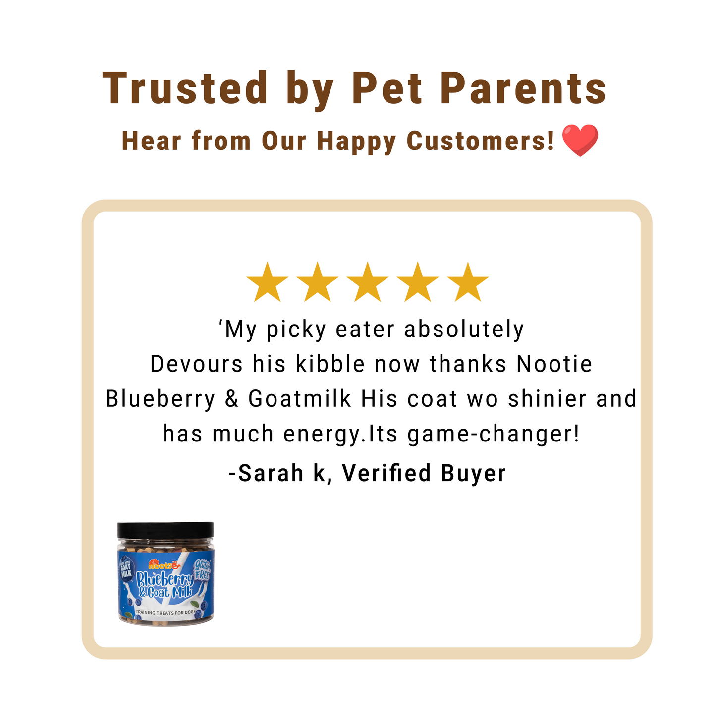 Nootie Gluten-Free Training Treats for Dogs – Blueberry & Goat Milk Flavour (220g) | Healthy Reward for Oral, Gut & Immune Health