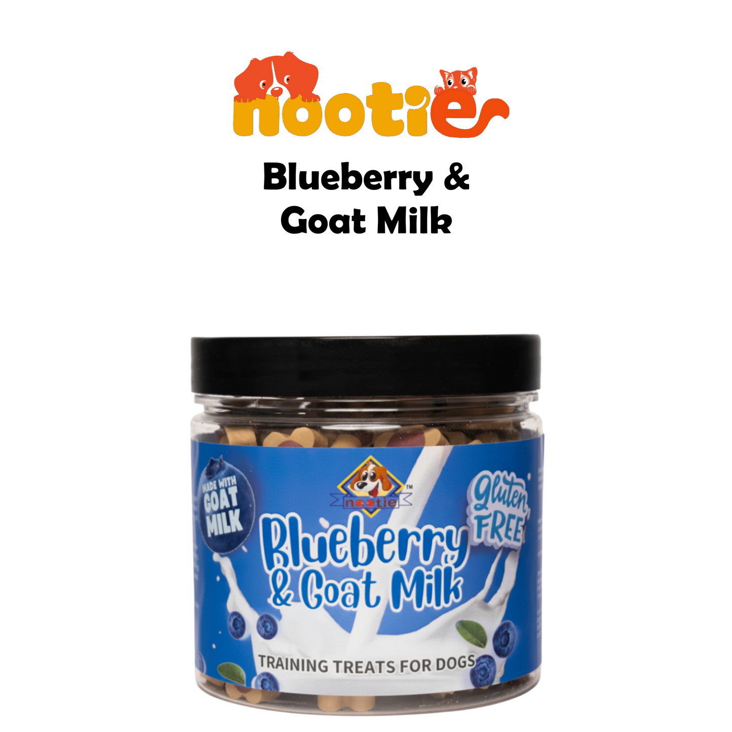 Nootie Gluten-Free Training Treats for Dogs – Blueberry & Goat Milk Flavour (220g) | Healthy Reward for Oral, Gut & Immune Health
