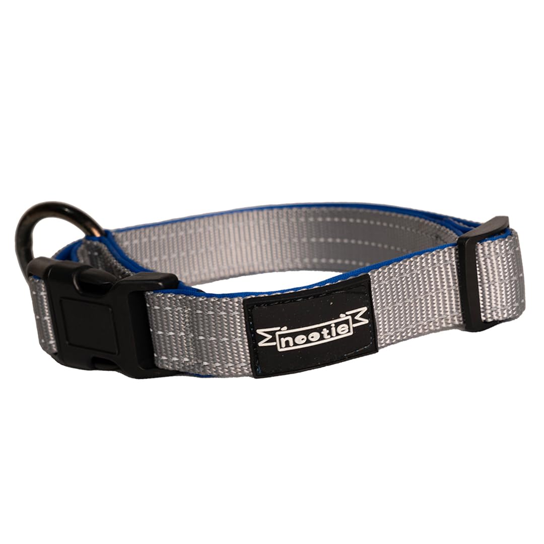 Nootie Plush Padded Collar – Grey with Blue Detailing | Adjustable, Durable & Comfortable for All Breeds (Copy)