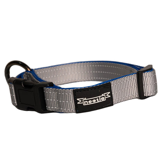 Nootie Plush Padded Collar Grey Color with Blue Detailing Size 25 mm(L) - For Large Dogs