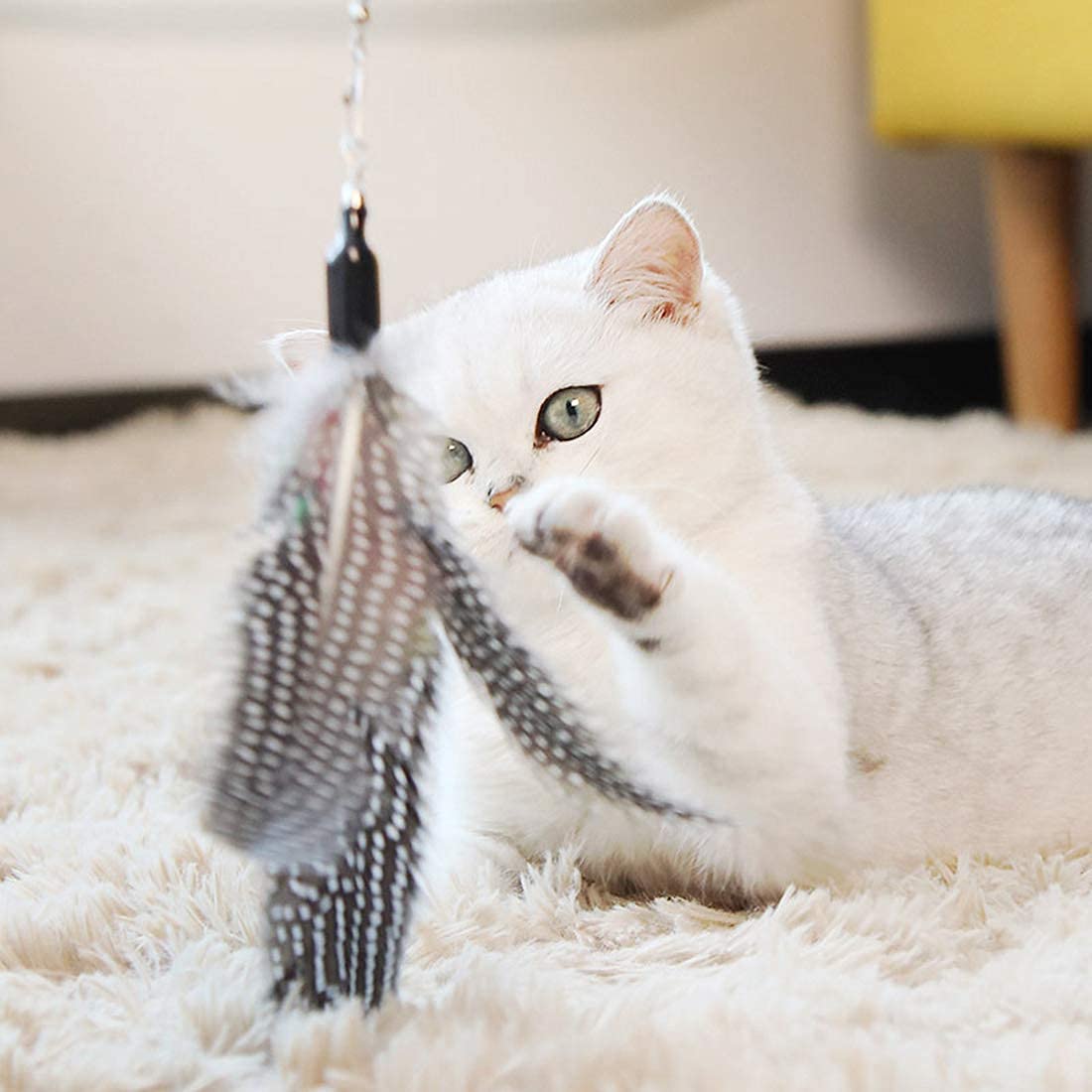 Nootie Interactive Cat Feather Stick Toy | Safe, Durable & Enriching Play for Kittens & Adult Cats | Stimulates Hunting Instincts | Colors May Vary