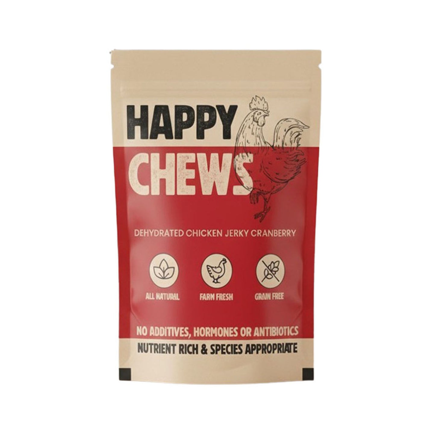 Nootie Happy Chews – Dehydrated Chicken Jerky Cranberry Dog Treats (80g) | All-Natural, Grain-Free Protein Snack