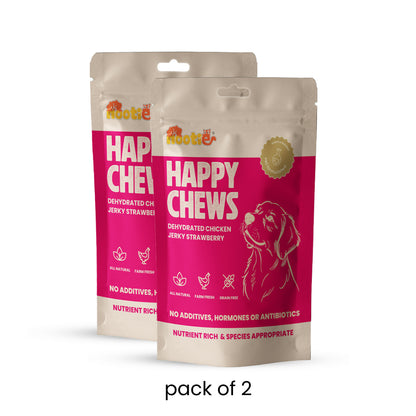 Nootie Happy Chews – Dehydrated Chicken Jerky Strawberry Dog Treats (50g) | All-Natural, Grain-Free Protein Snack