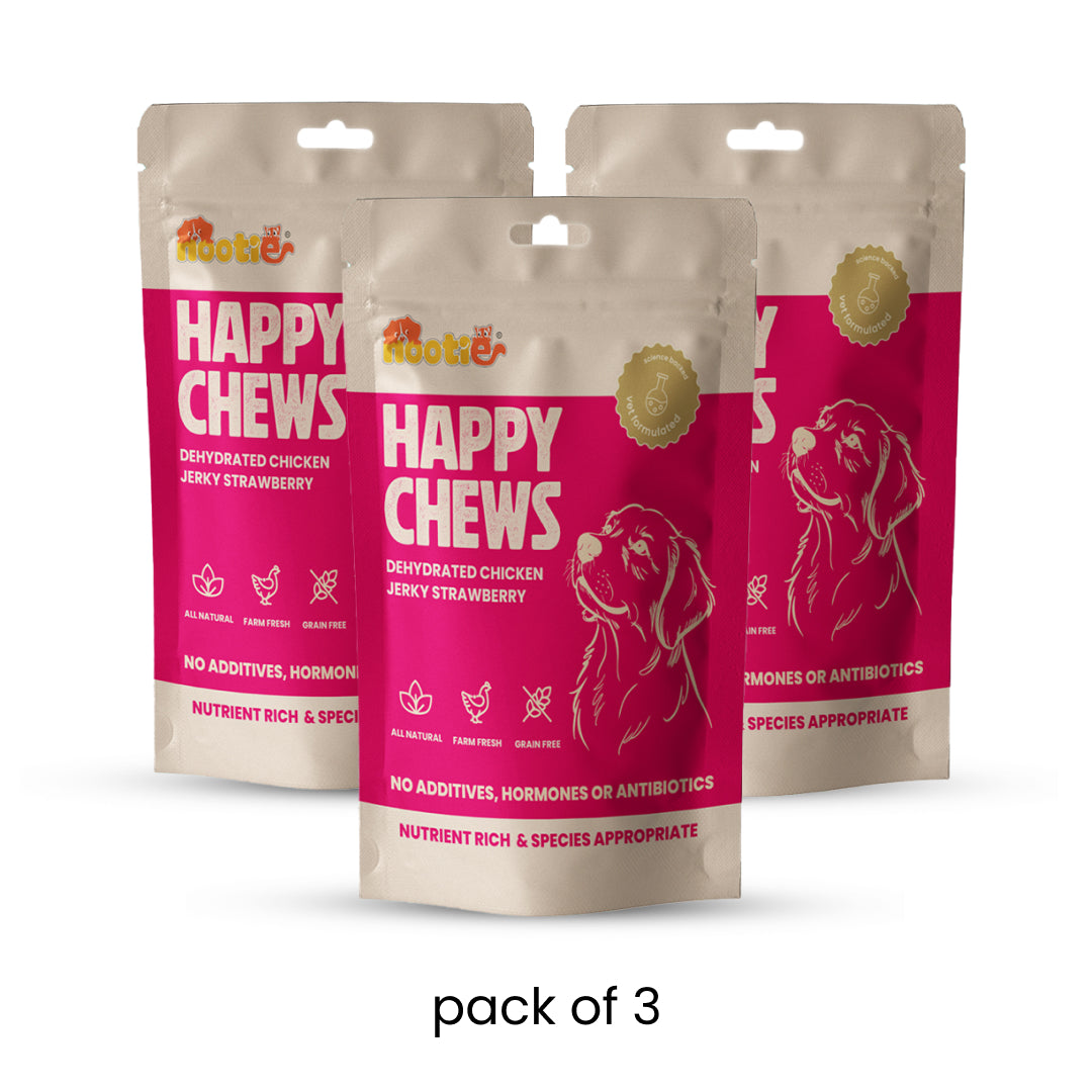 Nootie Happy Chews – Dehydrated Chicken Jerky Strawberry Dog Treats (50g) | All-Natural, Grain-Free Protein Snack