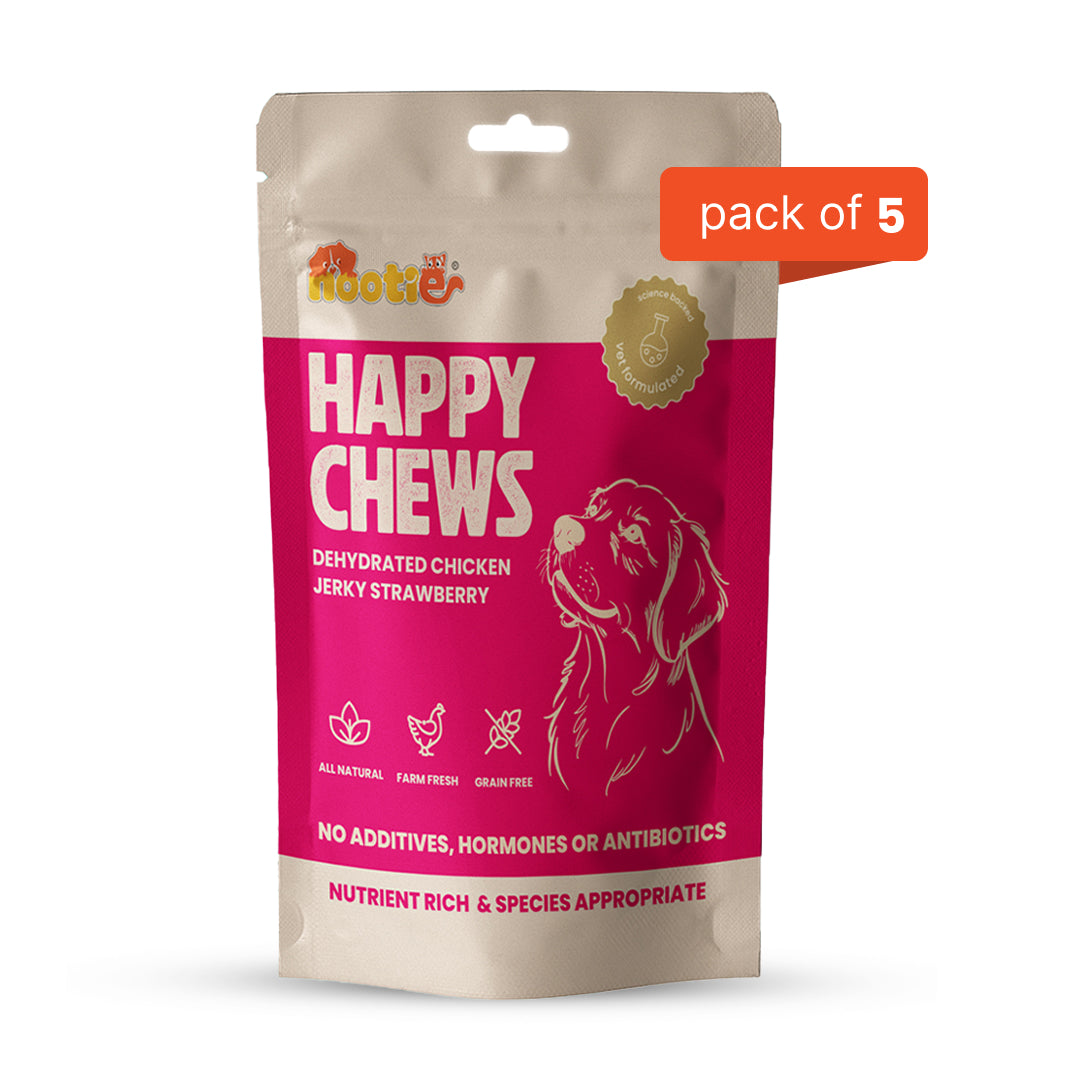 Nootie Happy Chews – Dehydrated Chicken Jerky Strawberry Dog Treats (50g) | All-Natural, Grain-Free Protein Snack