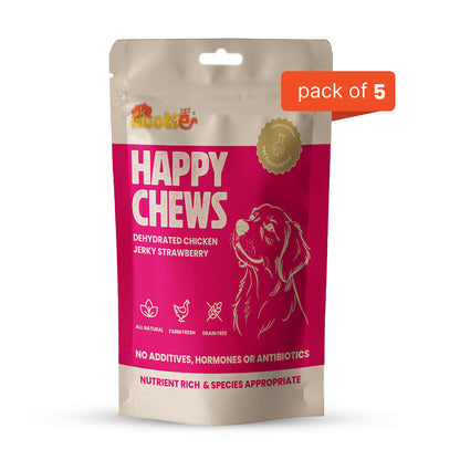 Nootie Happy Chews – Dehydrated Chicken Jerky Strawberry Dog Treats (50g) | All-Natural, Grain-Free Protein Snack