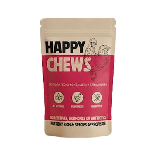 Nootie Happy Chews – Dehydrated Chicken Jerky Strawberry Dog Treats (80g) | All-Natural, Grain-Free Protein Snack