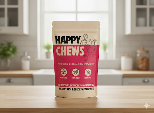 Nootie Happy Chews – Dehydrated Chicken Jerky Strawberry Dog Treats – 80g – All-Natural, Farm Fresh and Grain Free, Protein-Rich Snack for Dogs