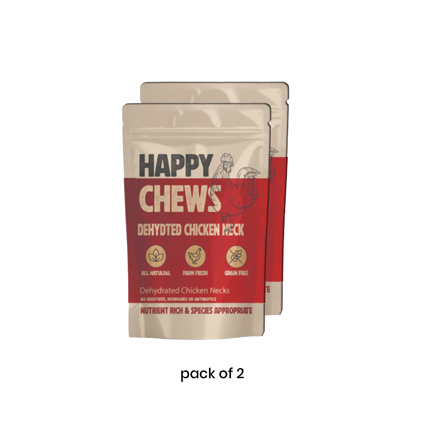 Nootie Happy Chews – Dehydrated Chicken Neck Dog Treats (80g) | All-Natural, High-Protein, Crunchy Snack