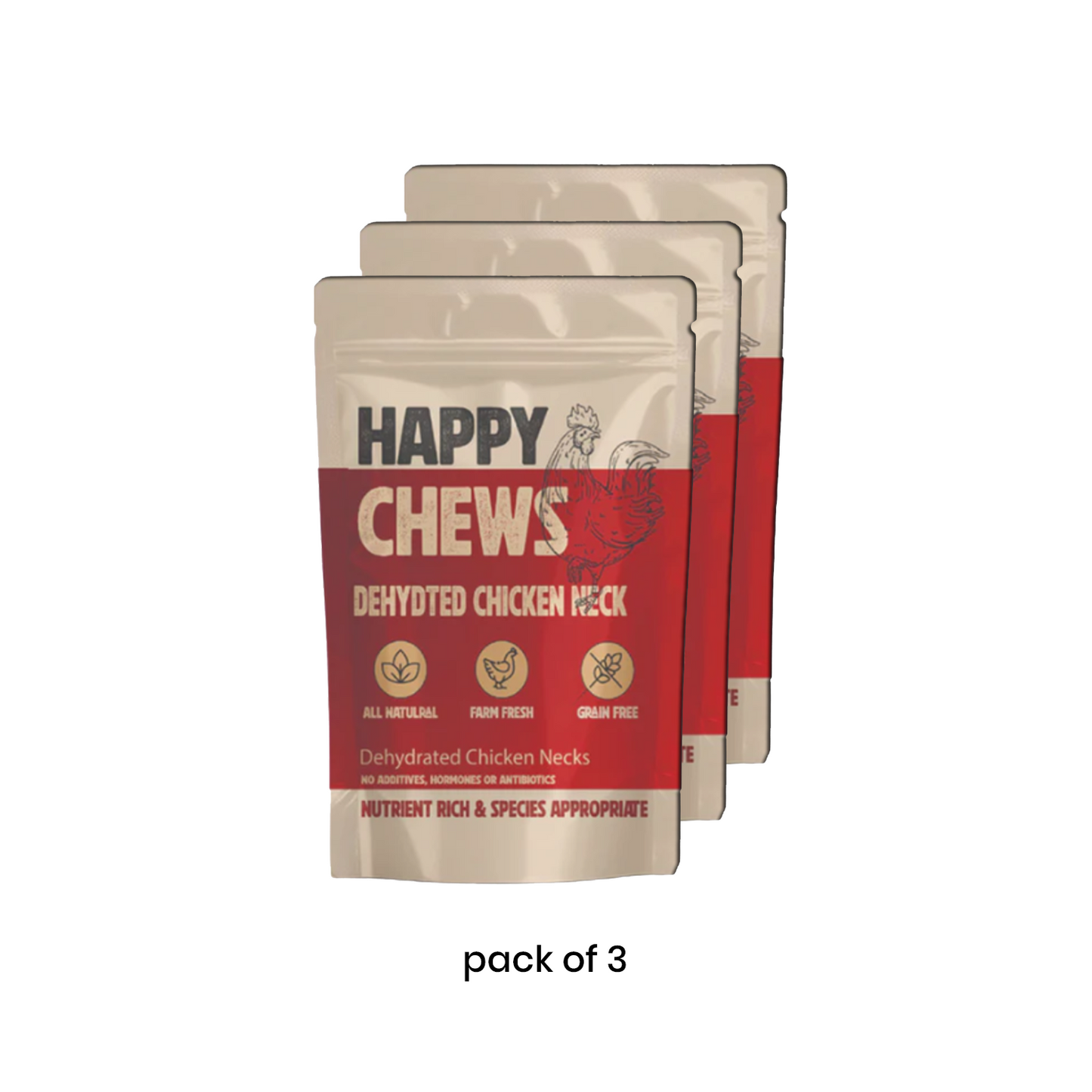 Nootie Happy Chews – Dehydrated Chicken Neck Dog Treats (80g) | All-Natural, High-Protein, Crunchy Snack