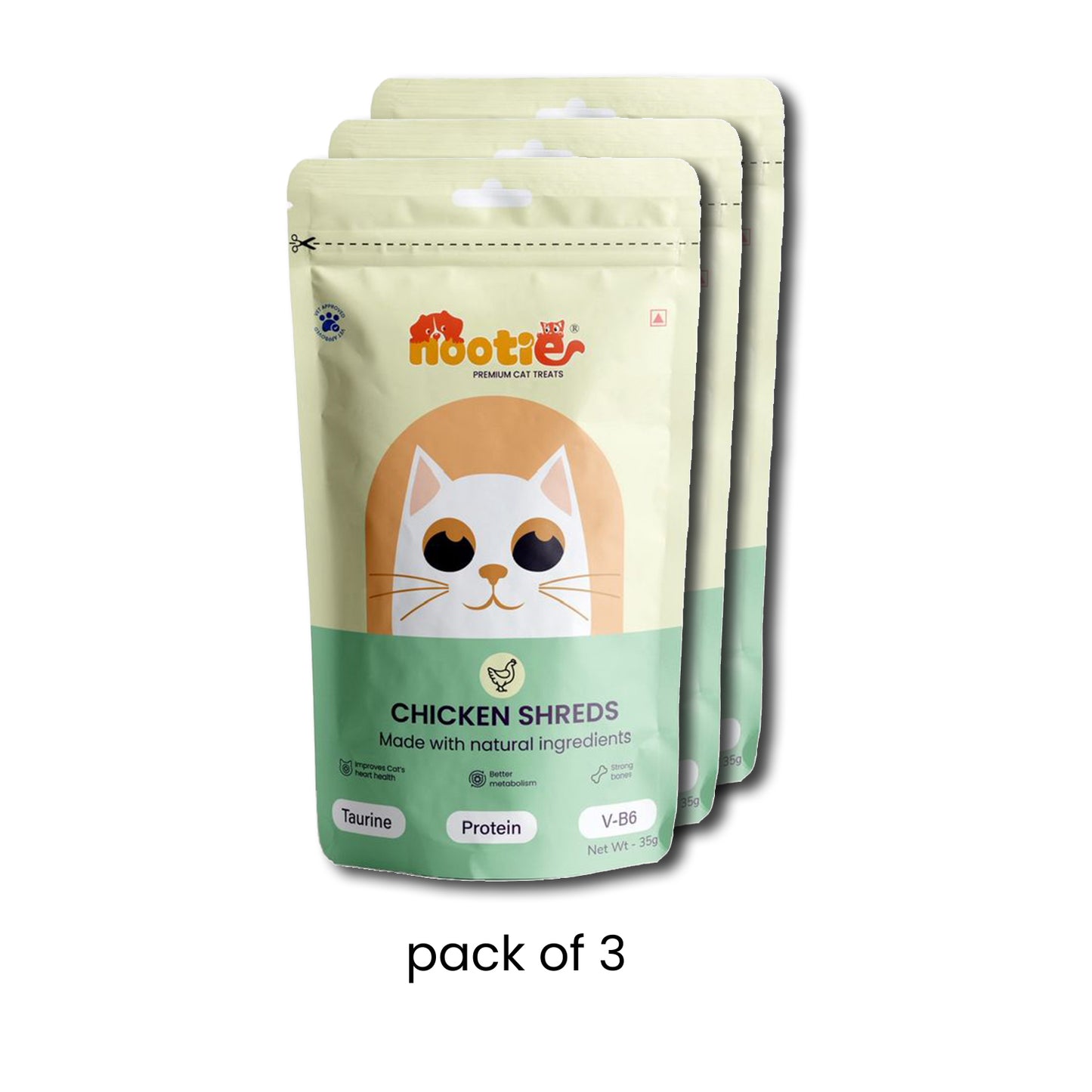 Nootie Premium Cat Treats – Chicken Shreds | High-Protein, Taurine-Rich Natural Cat Treats for Heart, Metabolism & Bone Health (35g)