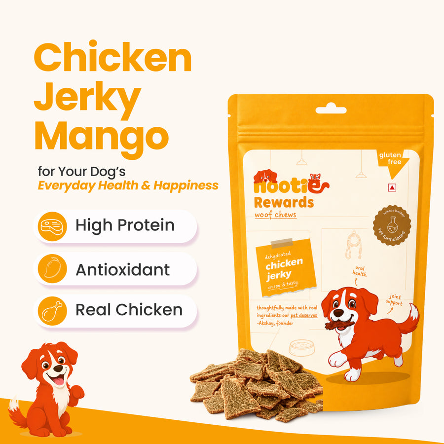 Nootie Rewards Dog Chews - Chicken Jerky and Mango - 50g