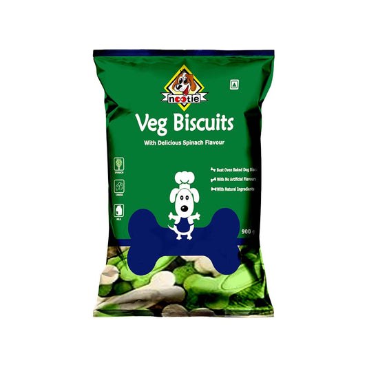 Nootie Veg Biscuits with Spinach Flavour for Adult Dogs (900g) | 100% Vegetarian, High-Fibre, Nutrient-Rich Treats