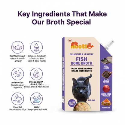 Nootie Natural Fish Broth for Dogs & Cats – Nutrient-Rich, Hydrating Meal Topper (100ml)