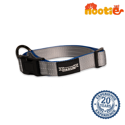 Nootie Plush Padded Collar – Grey with Blue Detailing | Adjustable, Durable & Comfortable for All Breeds (Copy)