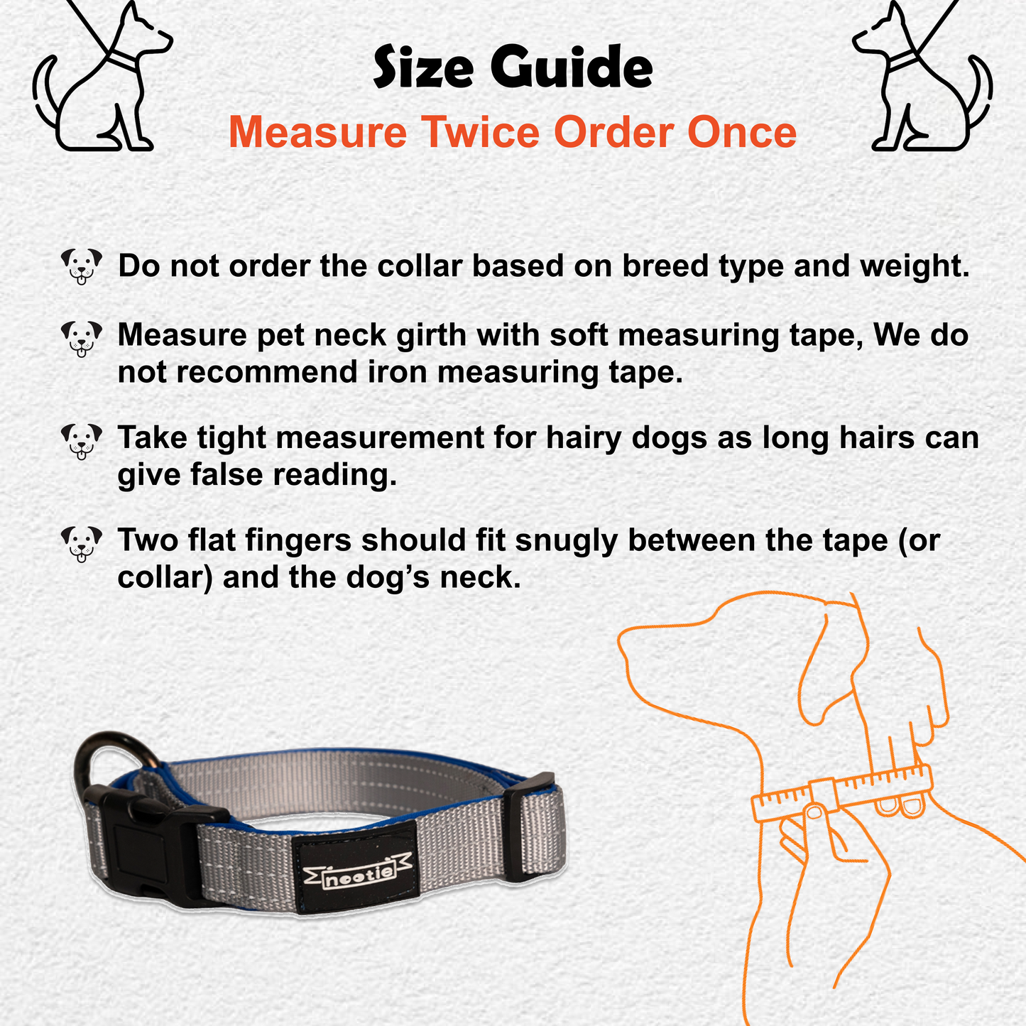 Nootie Plush Padded Collar – Grey with Blue Detailing | Adjustable, Durable & Comfortable for All Breeds (Copy)