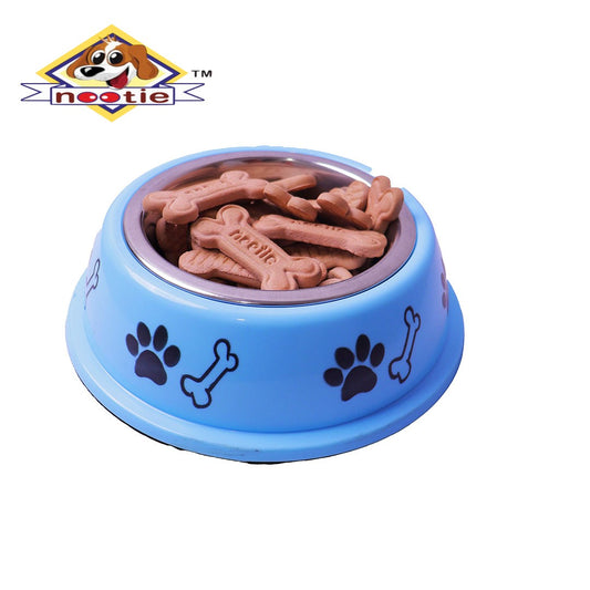 Nootie Paw & Bone Printed Pink Medium Size Steel Food Bowl for Dogs & Cats - Pink Color