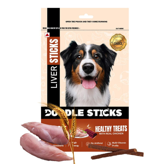 Doodle Sticks Suitable for All Breads Healthy Treats with Real Chicken- Liver Sticks 70 Gm
