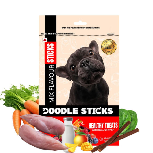 Doodle Sticks Suitable for All Breads Healthy Treats with Real Chicken - Mix Stick 70 Gm