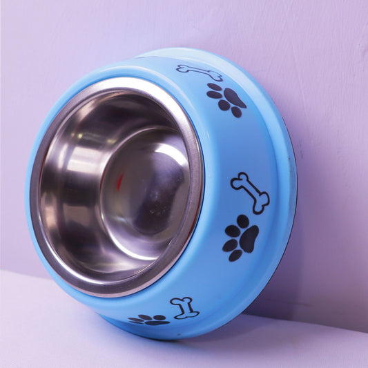 Nootie Paw & Bone Printed Pink Medium Size Steel Food Bowl for Dogs & Cats - Pink Color