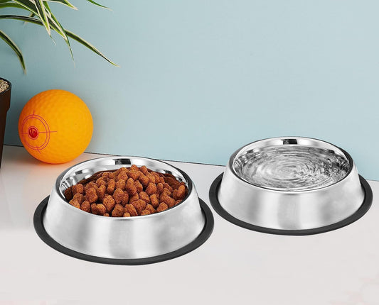 Nootie Premium Steel Bowl Medium Size with Non-Skid Rubber Lid