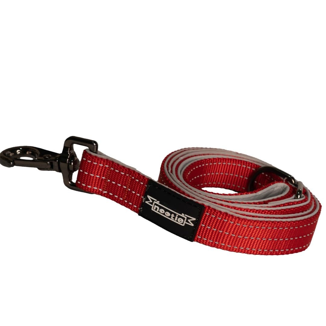 Nootie Plush Padded Leash Red Color with Grey Detailing