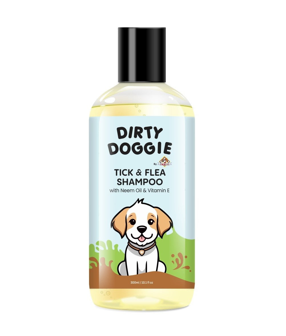 Dirty Doggie Conditioning Tea Tree & Tick and Flea Shampoo with Natural Neem Oil & Vitamin E, Dog Shampoo (Buy 1 Get 1 Free 300 ml) by Nootie