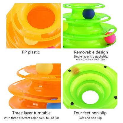 Nootie Interactive Cat Tier Toy | Multi-Level Rolling Ball Tower for Active Play | Durable, Safe & Fun Cat Toy for Kittens & Adult Cats
